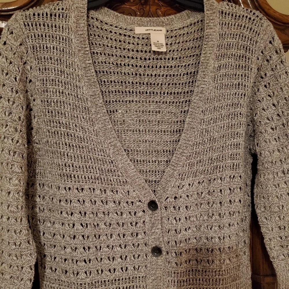 DKNY Jeans Women's V-neck Button-down Cardigan - Picture 5 of 8